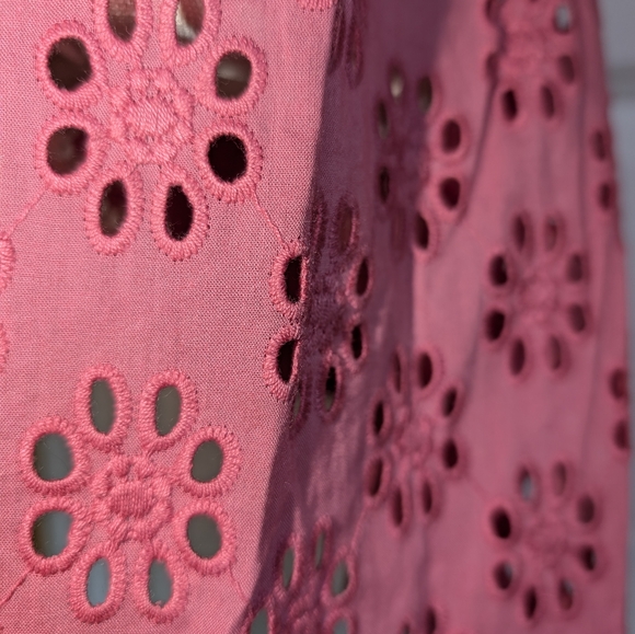 Logo by Lori Goldstein Open Front 100% Cotton Slub Knit/Eyelet Vest Salmon NWOT - Picture 4 of 9